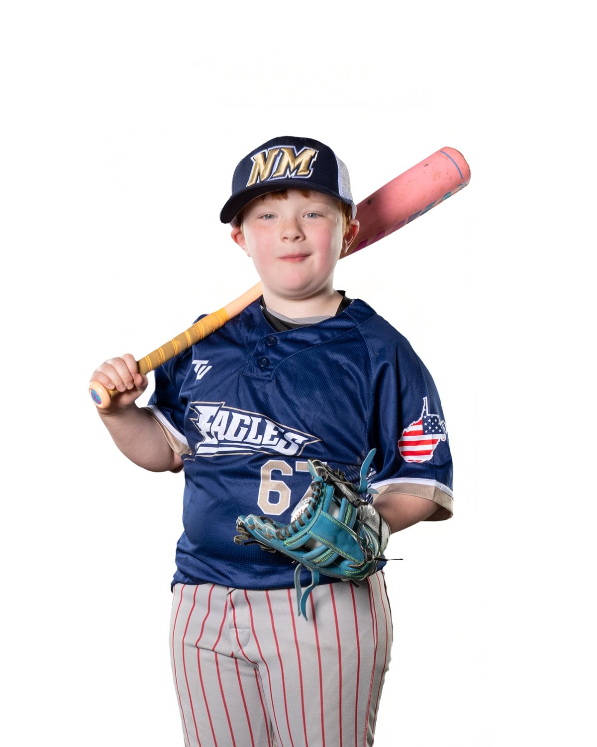 Individual youth baseball portrait for magnets and buttons